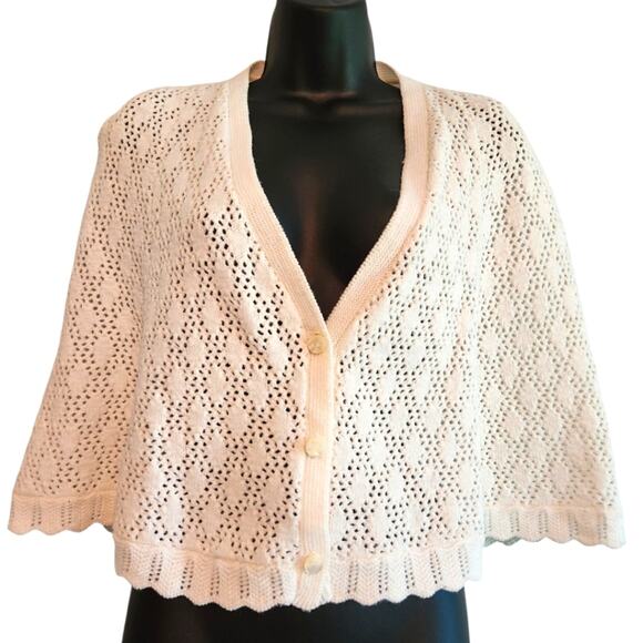 VINTAGE crochet capelet off-white JCPenney Fashions - Picture 1 of 6